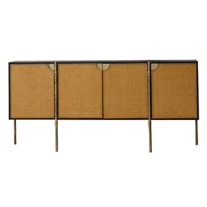 Charisse Console in Espresso and Forged Distressed Brass