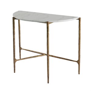 Adria Console in Marble and Forged Distressed Brass
