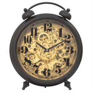 Black and Brass Gear Table Clock