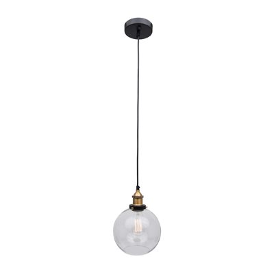 1 Light Pendant in Dark Grey Finish with Clear Glass